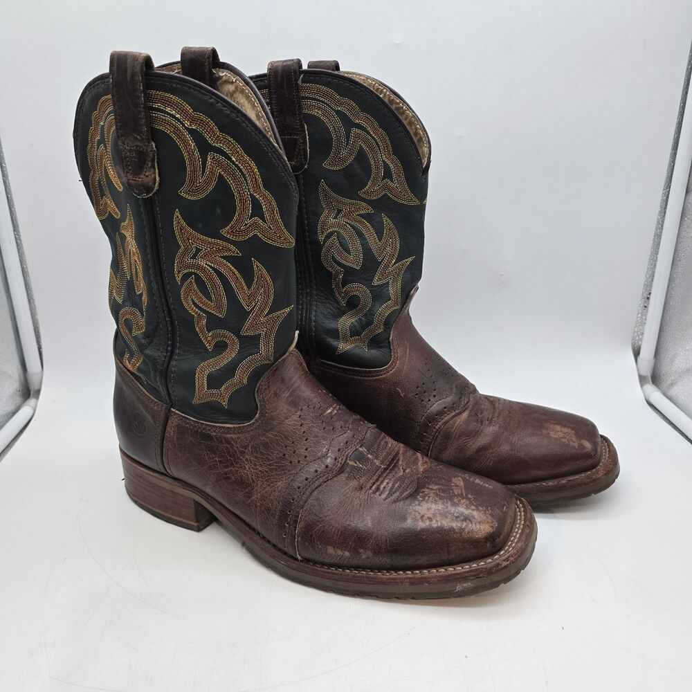 Double H Boots-Brown & Forest Green Roper Style J05226 Men’s 11D Made IN USA